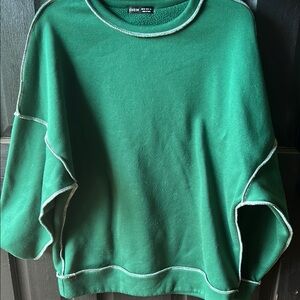 SHEIN Green Sweatshirt with White Edging